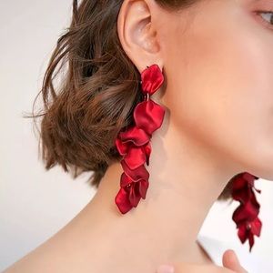 NEW Rose Petal Drop Earrings | Red Gold Jewelry